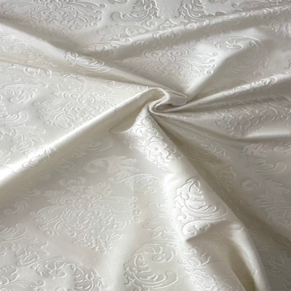 Damask Embossed Velvet Fabric - Damask Pattern, 55" Width, 100% Polyester (1 Yard)
