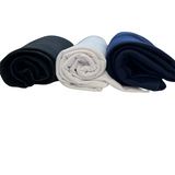 Sweatshirt Knit Fleece Polyester Cotton Fabric - Navy, Black, White, 62" Width, 400 GSM (1 Yard)