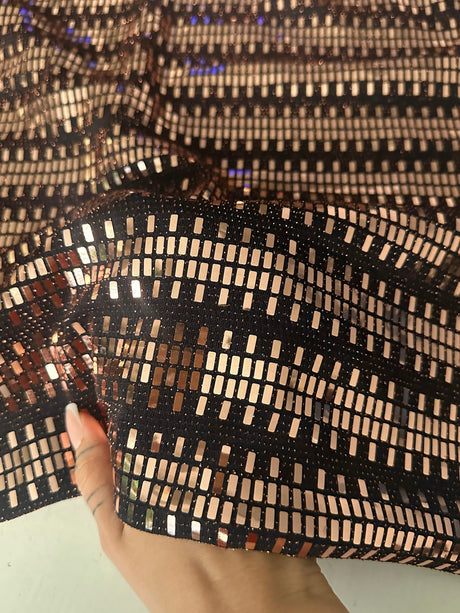 Gold Foiled Mirror Sequins on Knit