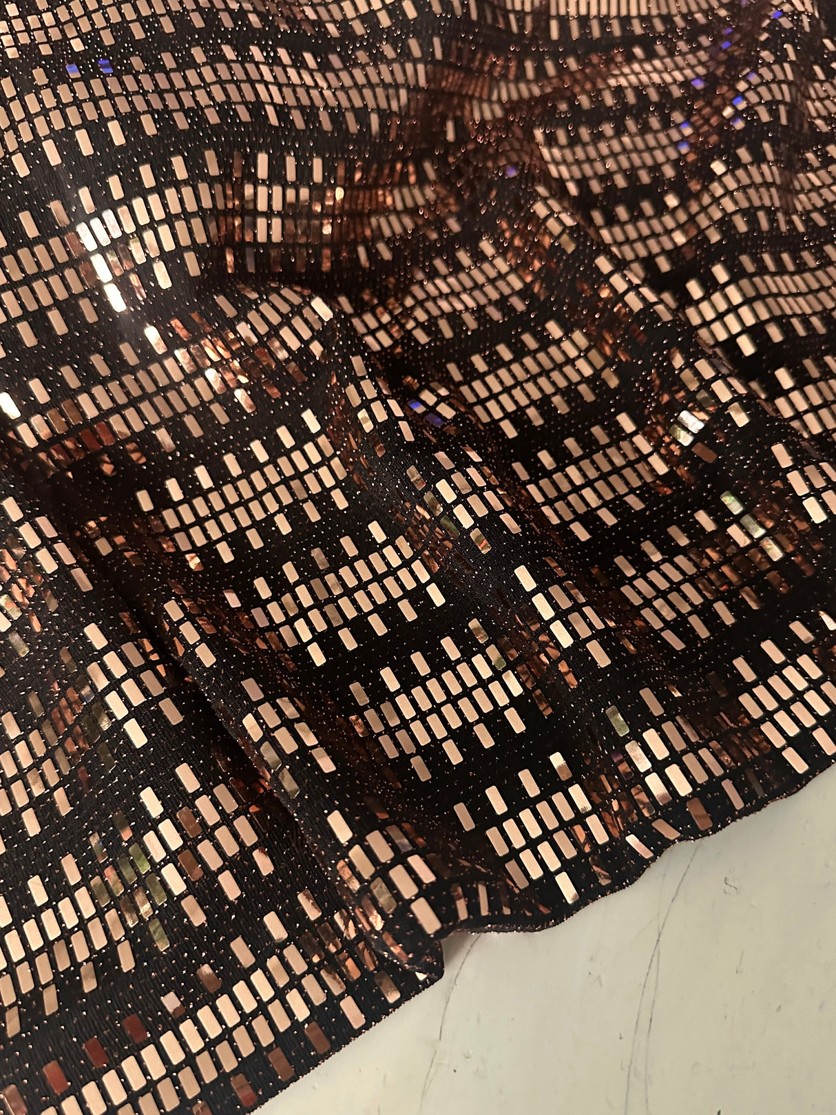 Gold Foiled Mirror Sequins on Knit