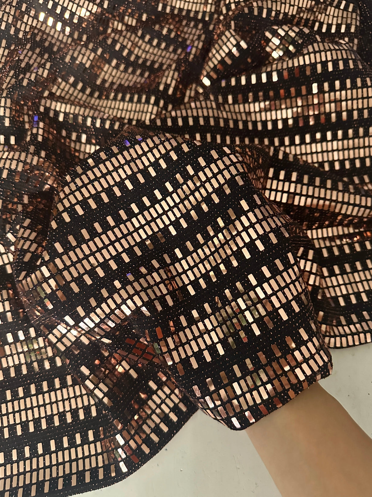 Gold Foiled Mirror Sequins on Knit