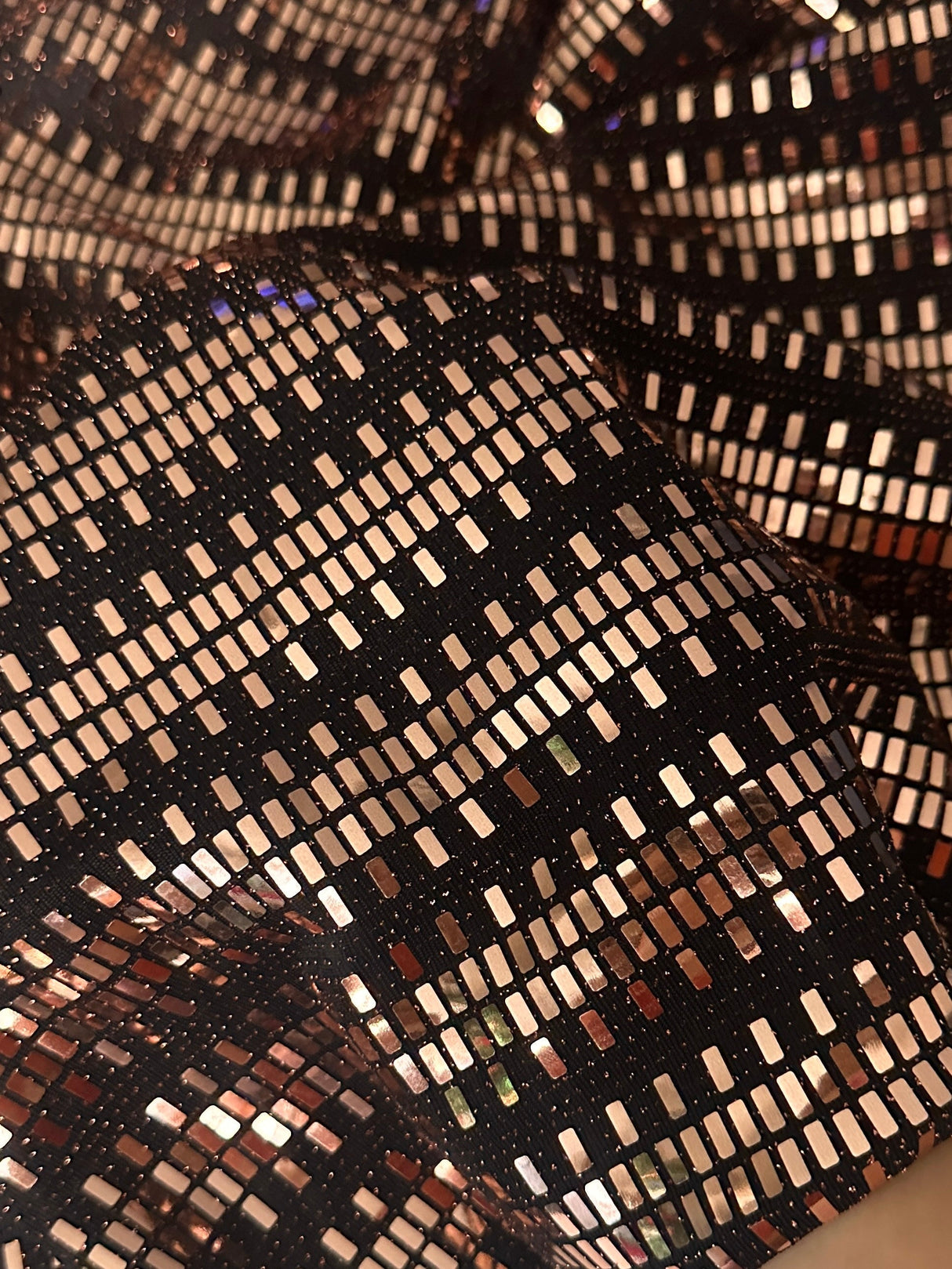 Gold Foiled Mirror Sequins on Knit