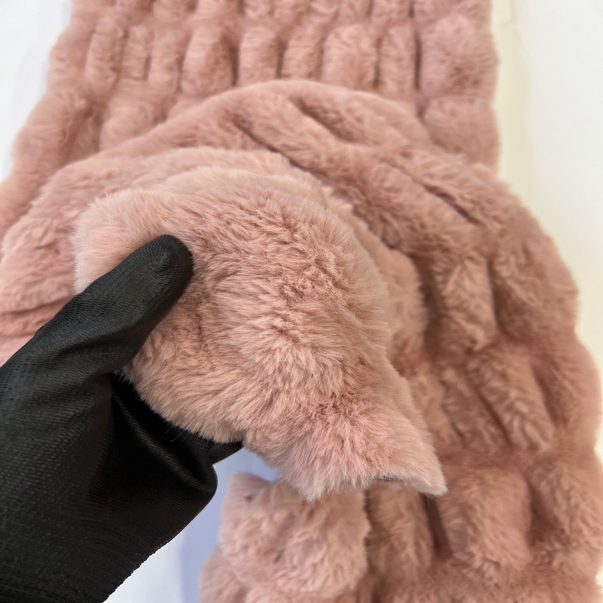 Faux Fur Fabric Ruched Chinchilla Stretch