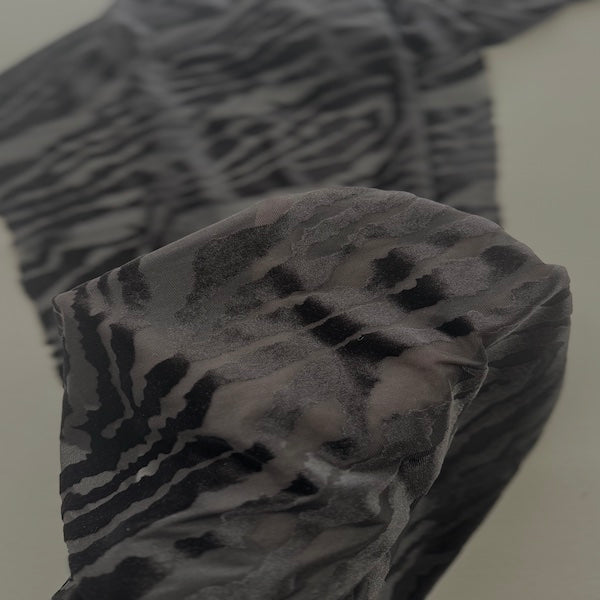 Stretch Velvet Fabric Zebra Print Burnout
