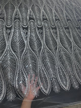 Stretch Sequin Geometric Lace Silver