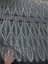 Stretch Sequin Geometric Lace Silver