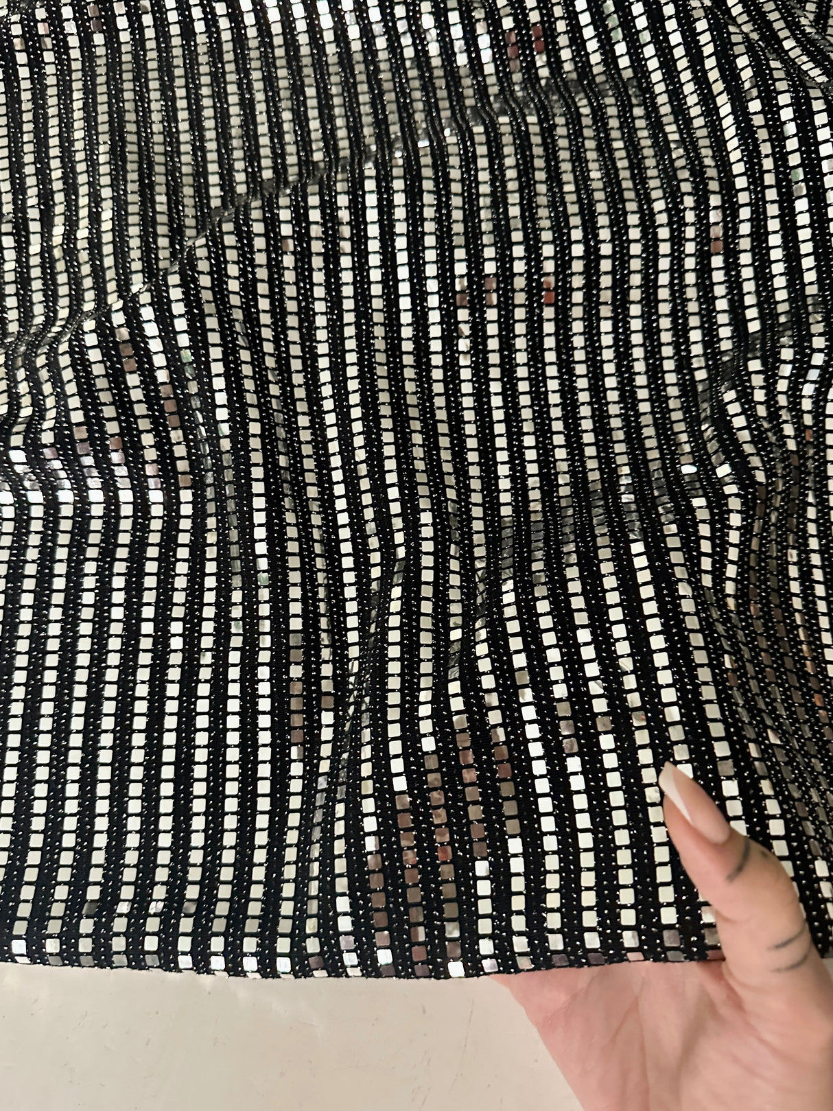 Stretch Mirror Sequin Knit Silver