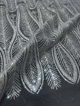 Stretch Sequin Geometric Lace Silver
