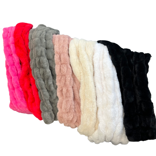 Faux Fur Fabric Ruched Chinchilla Stretch