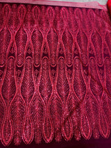 Glitter Sequin Geometric Lace Red