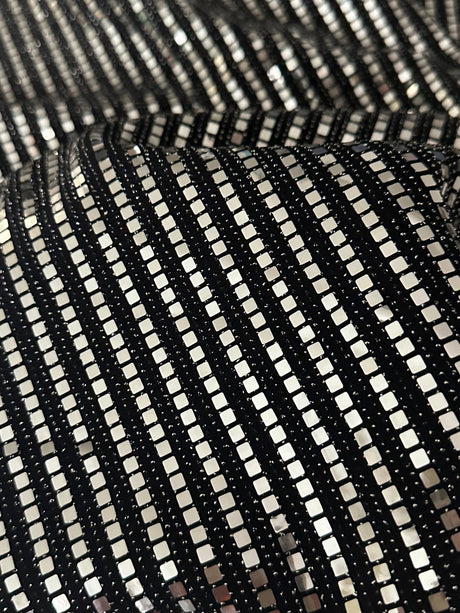 Stretch Mirror Sequin Knit Silver