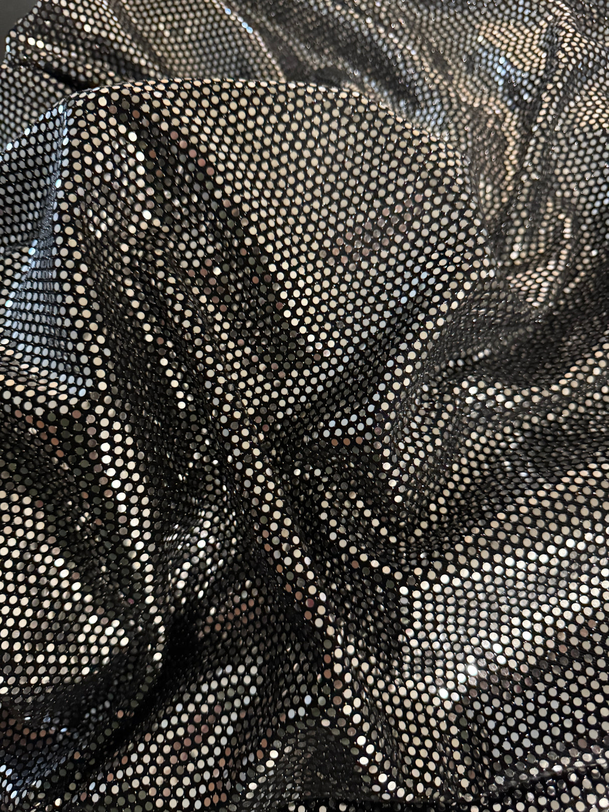 Stretch Sequin Mirror Foiled Spandex Silver