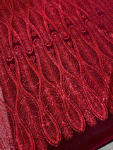 Glitter Sequin Geometric Lace Red