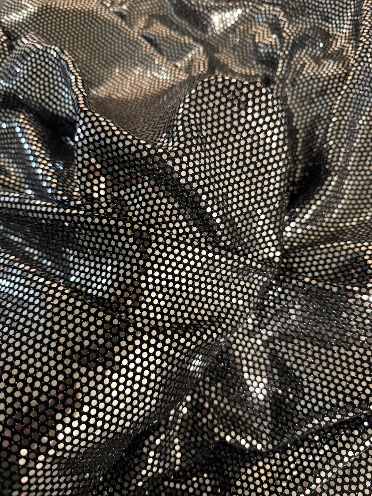 Stretch Sequin Mirror Foiled Spandex Silver