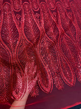 Glitter Sequin Geometric Lace Red