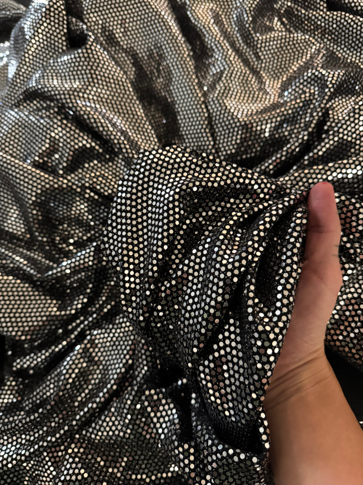 Stretch Sequin Mirror Foiled Spandex Silver