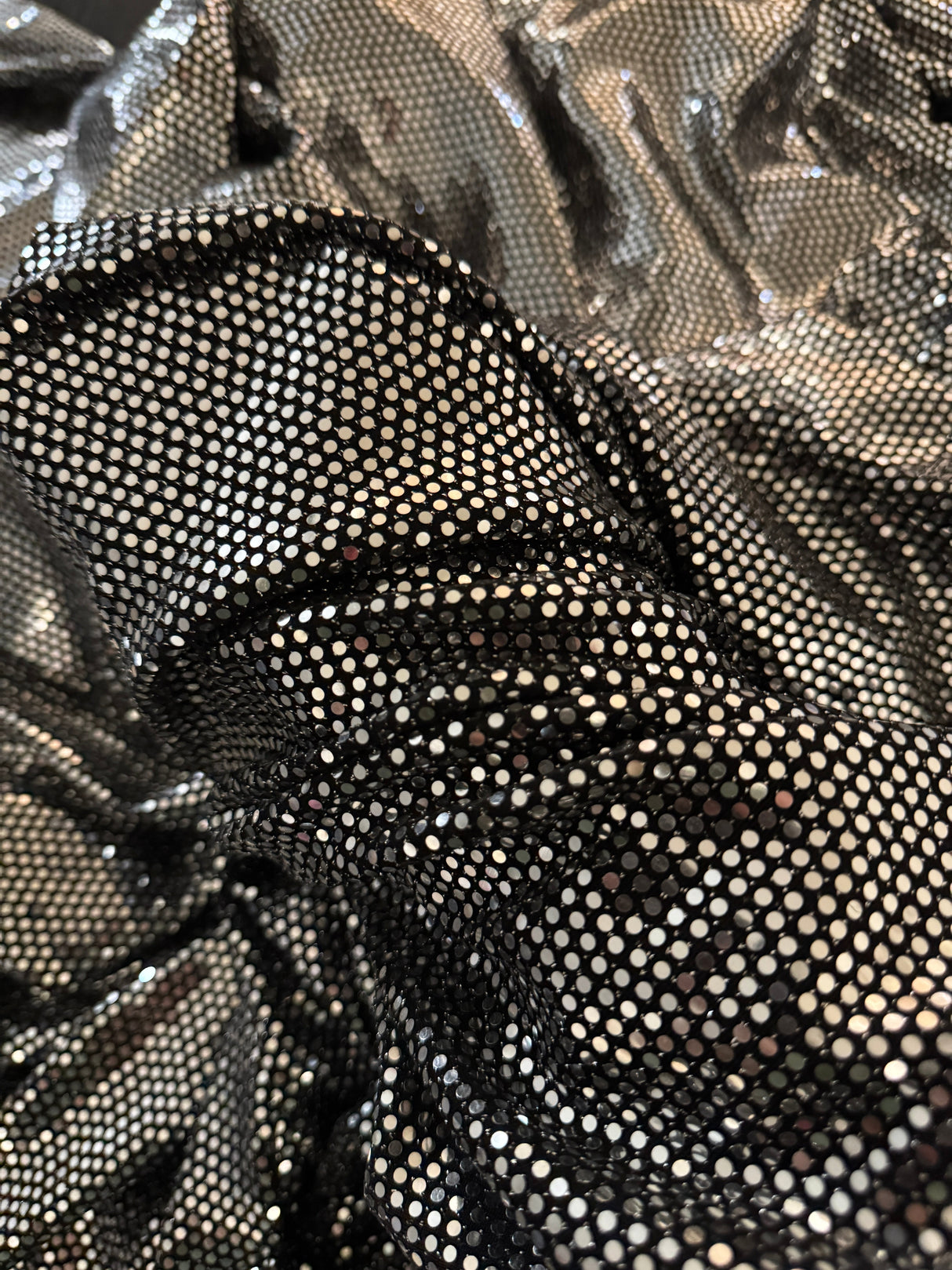 Stretch Sequin Mirror Foiled Spandex Silver