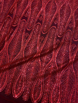 Glitter Sequin Geometric Lace Red