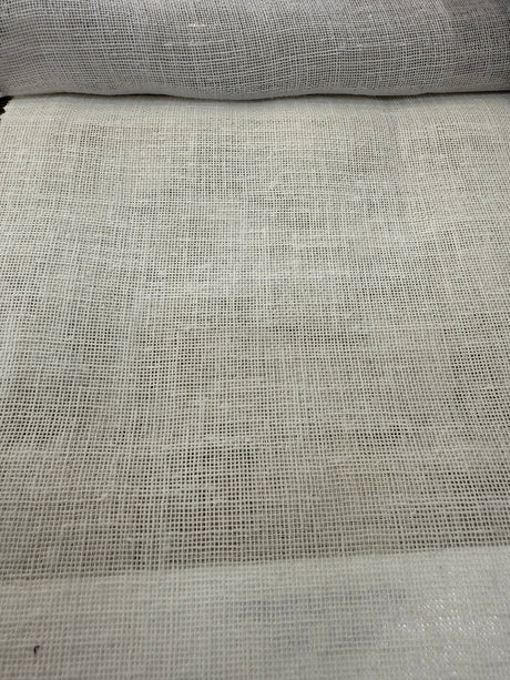 Linen Sheer Plain Off White Polyester Fabric - Linen Sheer Plain, 118" Width (By The Yard)