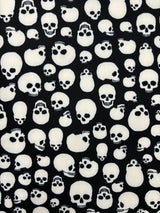 Black And White Skull Printed Spandex Fabric - Black And White Skull Print, 58"/60" Width (1 Yard)