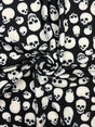 Black And White Skull Printed Spandex Fabric - Black And White Skull Print, 58"/60" Width (1 Yard)
