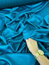 Teal Blue Stretch Crepe Back Satin