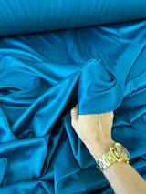 Teal Blue Stretch Crepe Back Satin