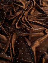 Brown Rhinestone Beaded Stretch Velvet