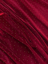 Rhinestone Beaded Stretch Velvet Red