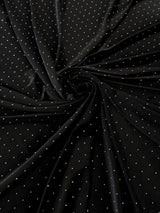 Stretch Velvet with Rhinestone Beading Black