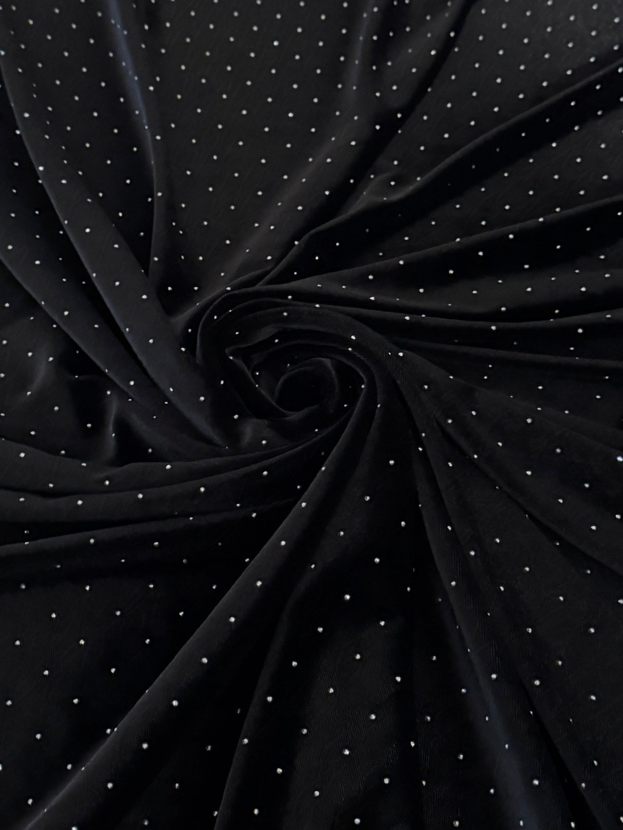 Stretch Velvet with Rhinestone Beading Black