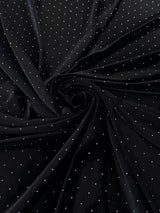 Stretch Velvet with Rhinestone Beading Black