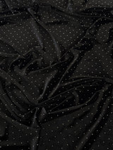 Stretch Velvet with Rhinestone Beading Black