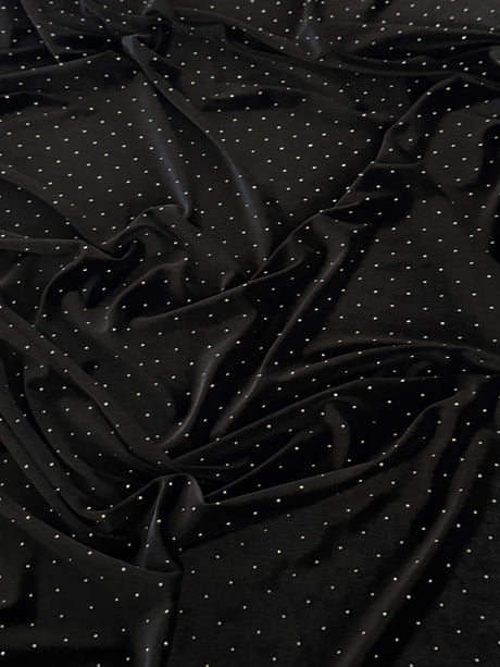 Stretch Velvet with Rhinestone Beading Black