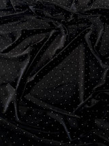 Stretch Velvet with Rhinestone Beading Black
