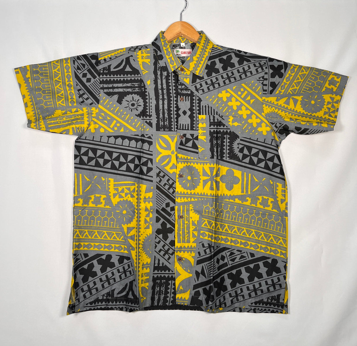 Traditional Tattoo Rectangle & Triangle Geometric Shirt 100 Percent Cotton Fabric - Tapa Design, Red, Grey, Hunter Green, Maroon Oak, XL-6XL (1 Unit)