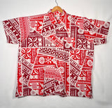 Traditional Tattoo Rectangle & Triangle Geometric Shirt 100 Percent Cotton Fabric - Tapa Design, Red, Grey, Hunter Green, Maroon Oak, XL-6XL (1 Unit)