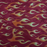 Polyester Spandex Foggy Foil Flame Print Fabric