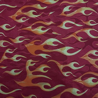 Polyester Spandex Foggy Foil Flame Print Fabric