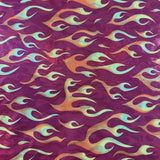 Polyester Spandex Foggy Foil Flame Print Fabric
