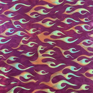 Polyester Spandex Foggy Foil Flame Print Fabric