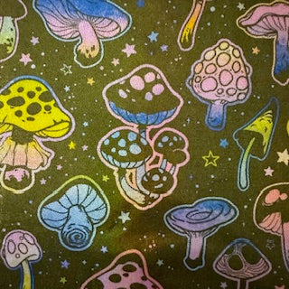 Polyester Spandex Mushroom Print Fabric 4-Way Stretch