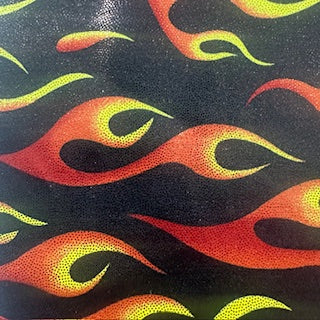 Polyester Spandex Foggy Foil Flame Print Fabric