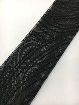 Metallic Flocked Tulle - Metallic Nylon Tulle, Gold Glitter/Black Glitter, Flocked Pattern (1 Yard)