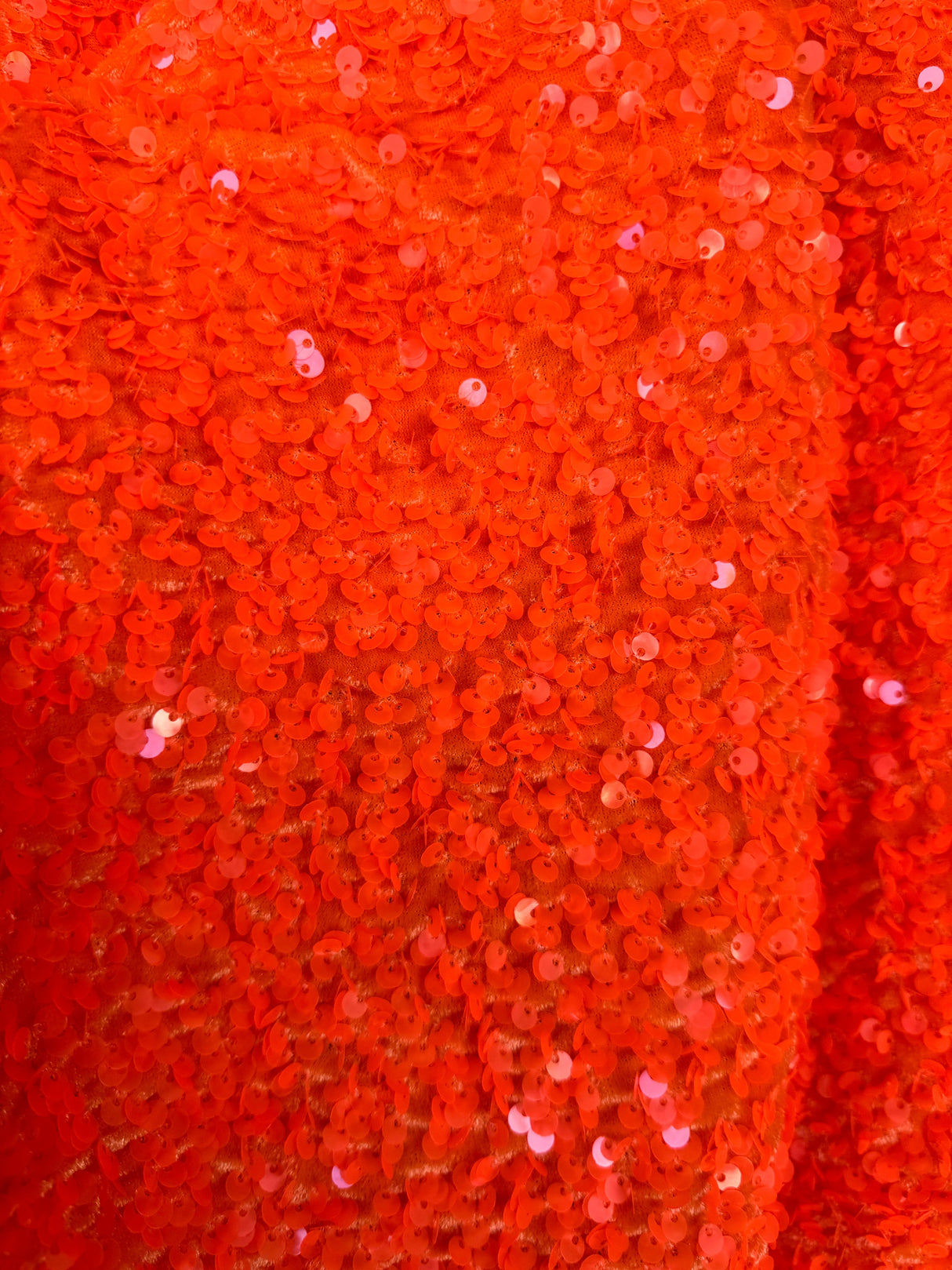 Stretch Sequin on Velvet Neon Orange