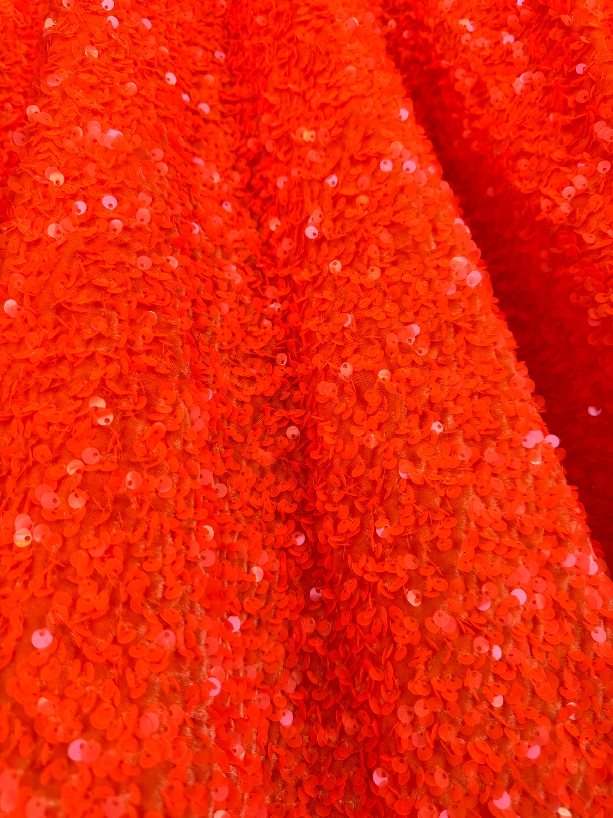 Stretch Sequin on Velvet Neon Orange