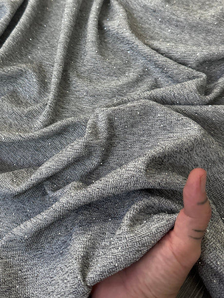 Rhinestone Beaded Knit Gray