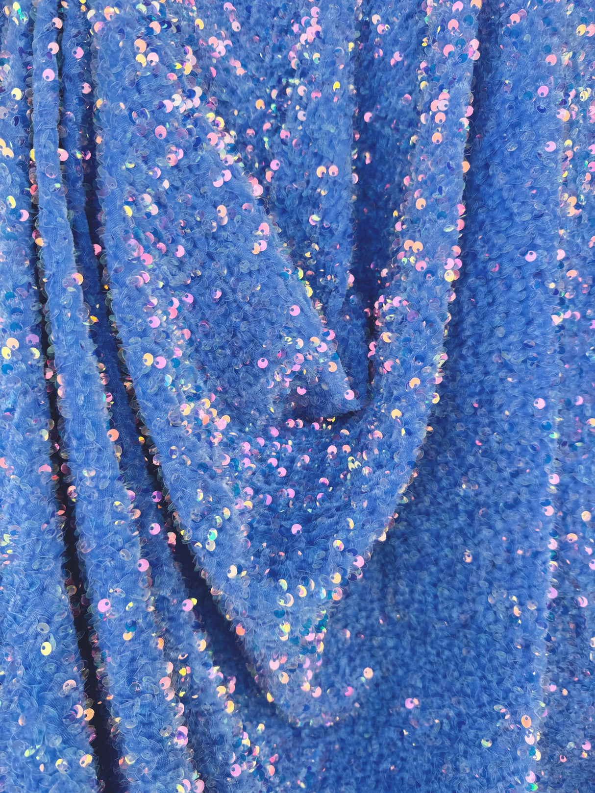 Stretch Sequin on Velvet Baby Blue