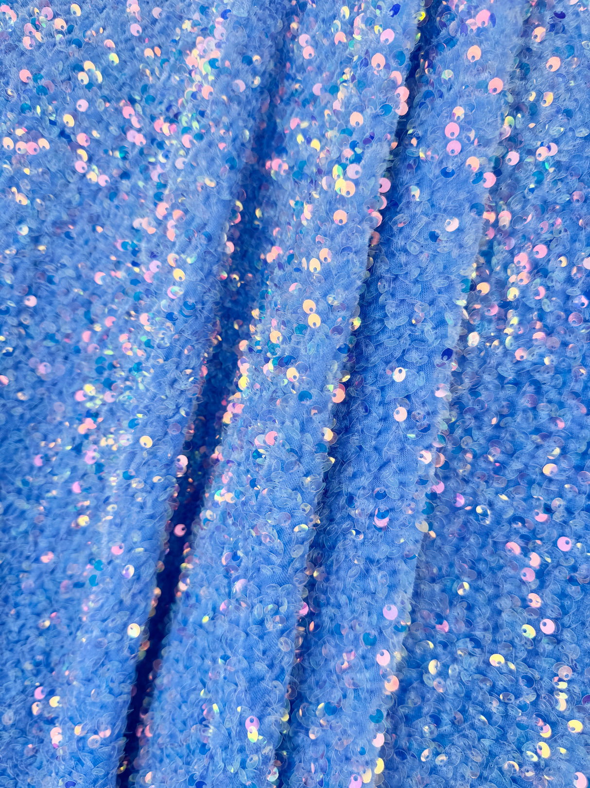 Stretch Sequin on Velvet Baby Blue