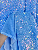 Stretch Sequin on Velvet Baby Blue